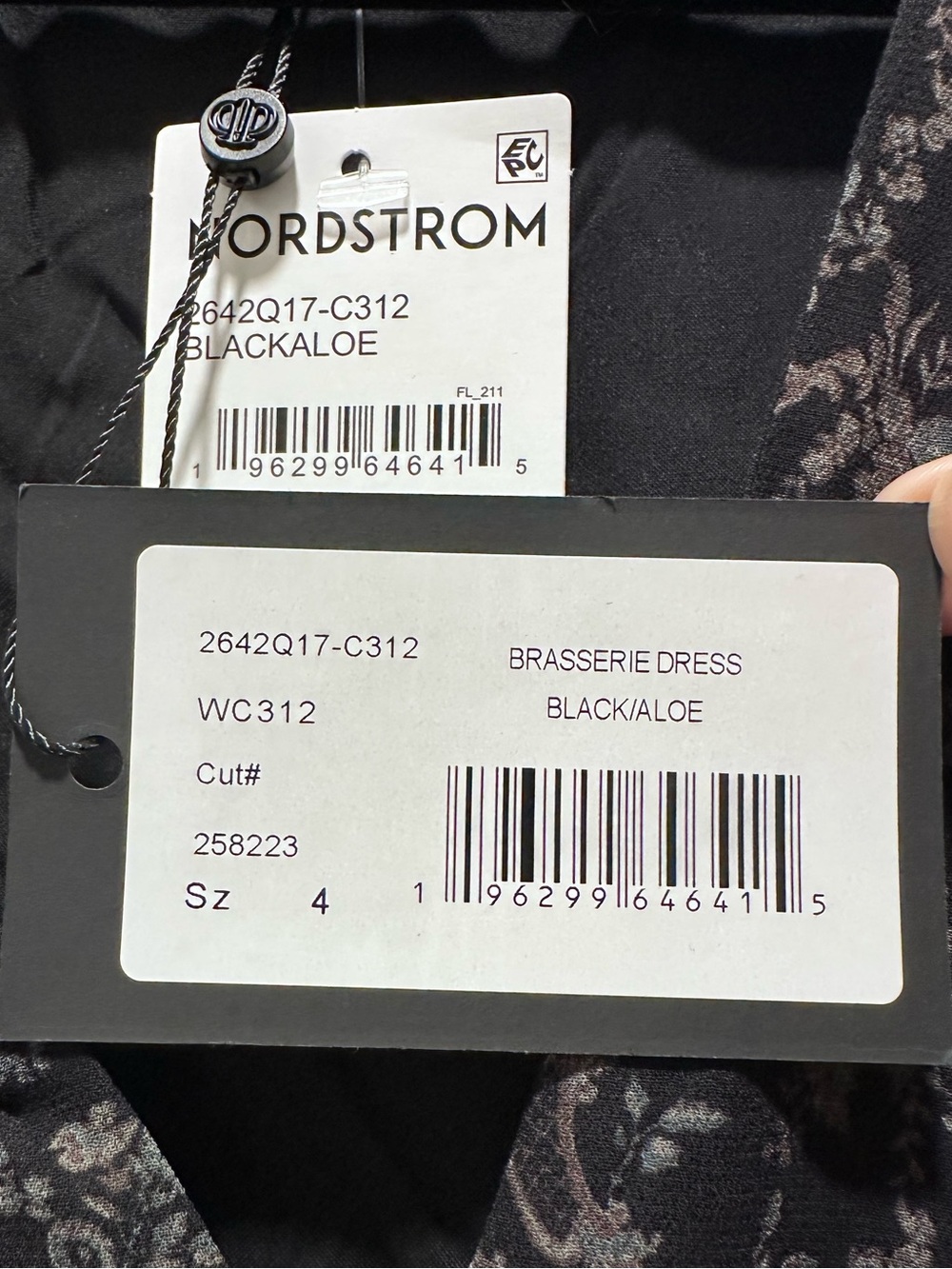 NWT Paige Brasserie Long Sleeve Minidress, Size 4, Black/Aloe - Picture 14 of 14